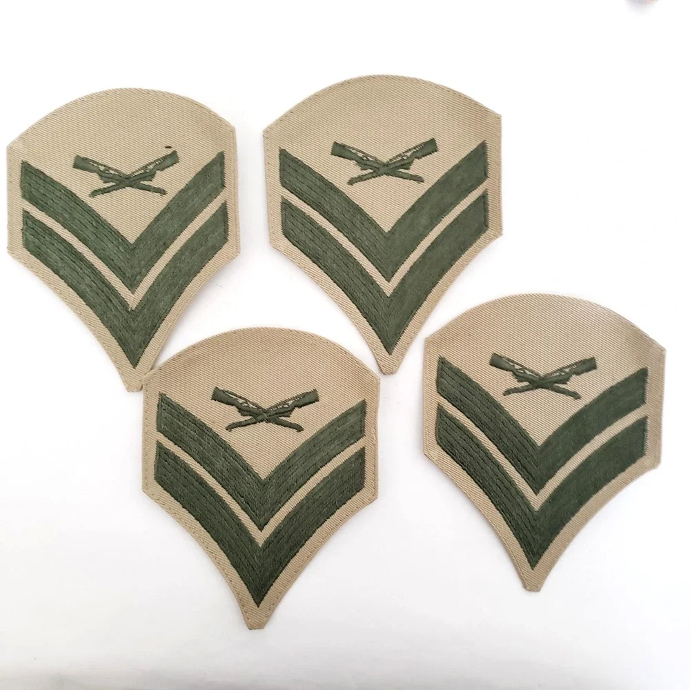 (22) USMC Marine Corp Male Lance Corporal Chevron Sew On Patches Red Green